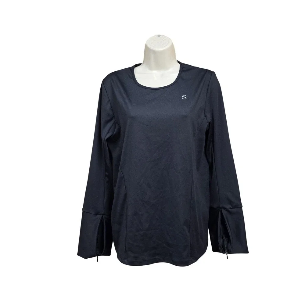 SKINNIFY Shirt Women 2XL Black Long Sleeve Weighted Training Top Gym Running